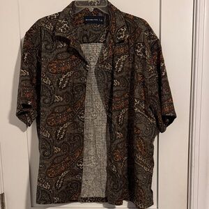 Abercrombie & Fitch Paisley Button-Up Shirt in Brown and Orange